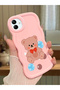 Samsung Galaxy M13 Compatible Case Camera Protector Pink Silicone Couple Phone Case Bear Pattern