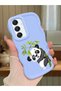 Samsung Galaxy A16 Compatible Case Camera Protective Blue Silicone Couple Phone Case Panda Pattern