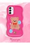Samsung Galaxy M23 Compatible Case Camera Protector Red Silicone Couple Phone Case Bear Pattern - 2