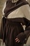 Women's Double Color Detailed Hooded Parachute Suit Brown - 5