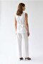 2142 Women's Linen Blend Suit with Belt Detail White - 5