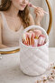 Aesthetic Quilted Desk Organizer Brush Holder Pink – Makeup & Office Organizer - 2