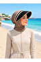 High Quality Imported Striped Straw Visor Camel Hat Suitable for Tesettüre Summer Hat Crown-Shaped Sun Protection