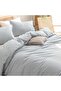 Duvet Cover Set 100% Washed Cotton Linen Feel Super Soft Comfortable Chic Lightweight 2 PCs Home Bedding Set Solid Cornflower Blue Twin/Twin XL - 2