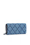 Women's Th Metallic Logo Quilted Patterned Blue Wallet with Zipper Compartment - 4