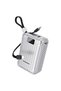 PD Power Bank with Integrated Type-C & Lightning Cable, 20000 mAh, Silver, PDNPB37SL