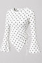 Polka Dot Round Neck Drape Detailed Spanish Sleeve Hijab Matching Top Blouse