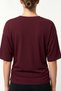 Women's Burgundy Side Gathered Bat Sleeve Cotton T-Shirt - 3