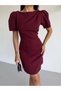 Atlas Fabric Balloon Sleeve Pocket Detail Dress - 2