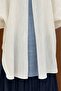 White Stripe Pattern Detailed Rovella Linen Shirt - 6