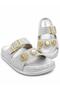 Women's Silver Glitter Single Buckle Orthopedic Sole Daily Slippers Silver - Non-Slip Slippers