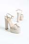 Women's Genuine Leather Platform Shoes Cream - 4