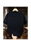 Woman's Oversized T-Shirt with Cat Print Standing in Front of a Fan Black - 2