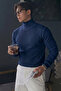 Men's High-Neck Sweater - Lycra Cotton Ribbed Knit Sweater