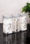 3-Piece Cotton - Makeup Cotton - Cotton Swab Transparent Mica Jar with Label Cotton Box Set Acrylic Bathroom Organizer 300 ml - 3