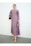 Purple Sequined Embroidery Yoke Jalabiya - 2