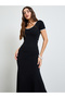Black Short Sleeve Fit and Flare Maxi Dress - 2