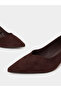 Brown Pointed Toe Block Heel Court Shoes - 3