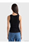Lcw Everyday Black U-Neck Women's Ribbed Tank Top - 4