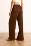 Women's Brown Textured Draped Trousers with Elastic Waist and Pockets Pnt-19000333 - 5