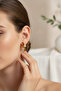 Yellow and Brown Tone Flower Motif Bijouterie Earrings Women's Accessory - 5