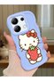 Redmi Note 13 4g Compatible Case with Camera Protector Blue Silicone Couple Phone Case Kitty Pattern