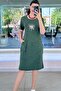 Front Pocket Sequin Detail Washed Cotton Dress 6Y324