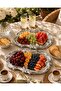 Stainless Steel Silver 2-Piece Embroidered Lace Pattern Artnova Serving, Presentation, Ring Tray and Multi-Purpose Decorative Plate - 2