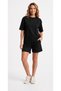 Black Women's Tracksuit Shorts Set – Casual and Sports Use