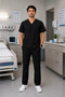 Men's Black Nurse Uniform Scrubs Bottom Top Shift Set Surgical Medical