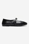 Ari̇an Black Patent Leather Genuine Leather Perforated Women's Ballerina Shoes - 4