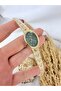 Oval Gold Inside Green Women Wrist Watch - 4