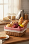 Square Woven Storage Basket with Gingham Lining & Handles - 4