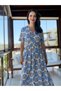 Blue Tie-Dye Detailed Short Sleeve Dress - 3