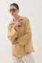 Multi-Button Striped Textured Shirt Yellow - 5