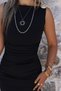 Black Backless Snail Buckle Dress - 4