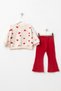 Girl's Top and Bottom Set with Spanish Flare and Heart Print, Tulle Detail - 2