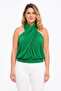 Women's Plus Size Green, Draped Hanging Neck, Neck Tie Short Blouse 65N39577