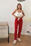 Women's Elastic Waist Heart Patterned Pajama Bottoms Red - 26Y 4522