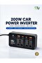 200W Car Power Inverter – AC Outlet with QC3.0 & PD Fast Charging, Dual USB-C & Dual USB-A Vehicle Power Adapter