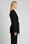 Black Classic Collared Belted Jacket - 2