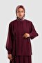 Shoulder Gathered Ribbed Detailed Shirt in Plum - 7
