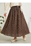 Belt Detail Polka Dot Skirt - Brown