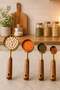 Set of 4 ml Gold Coffee Measuring Spoons with Wooden Handle Stainless Steel Coffee Tea Food Measuring Spoons - 4