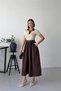 Women's Brown Shirt Collar Belt Midi Length Relaxed Cut Summer Dress Nbg135 - 2