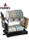 2-Tier Large Dish Drying Rack with Drainboard, Cup Hooks & Utensil Holder – Rustproof Kitchen Drainer for Plates, Bowls, Glasses & Cutting Board