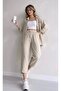 Women's Beige Linen Look Shirt and Wide-Leg Pants 2-Piece Set - 2