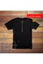 Kurt Börü Gold Glitter Printed - Printed Cotton Crew Neck T-Shirt Black-Black - 3