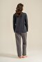 Women's Embroidered Anthracite Long Sleeve Pajama Set Ar3749-S-V1 - 4