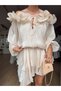 Stone Collar Detailed Skirt with Flounces Shiny Dress - 39901 - 2